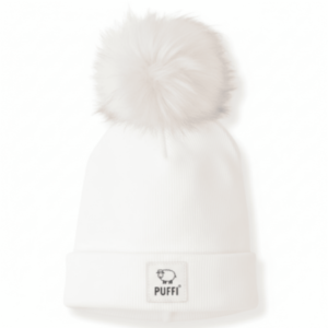 Puffi® Otroška kapa rebrasta s cofom, White