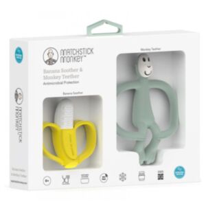 Matchstick Monkey® Darilni Set - Banana & opica Grizalo, Mint Green