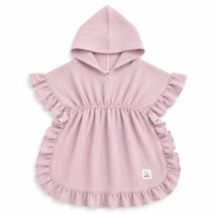 Puffi® Otroški kopalni pončo muslin z naborki, Powder pink