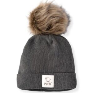 Puffi® Otroška kapa beanie PomPom Ribbed, Dark grey