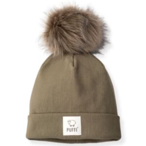 Puffi® Otroška kapa beanie PomPom Ribbed, Olive green