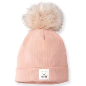 Puffi® Otroška kapa beanie PomPom Ribbed, Powder pink