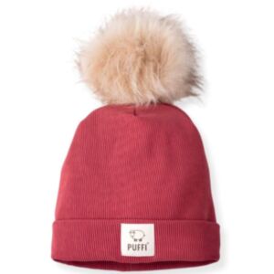 Puffi® Otroška kapa beanie PomPom Ribbed, Raspberry