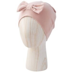 Puffi® Otroška kapa beanie z mašno, Powder pink