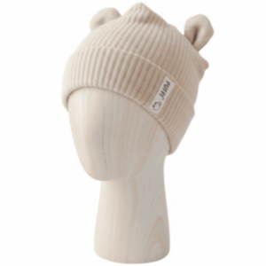 Puffi® Otroška zimska kapa rebrasta medo pliš, Light Beige