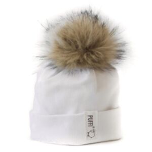 Puffi® Otroška kapa rebrasta s cofom, White