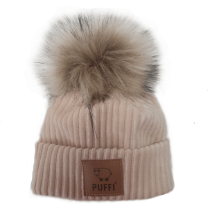 PUFFI® Kapa rebrasta pliš beanie s cofom