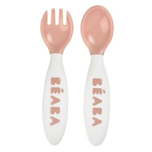 Beaba® Otroški jedilni set - žlica vilica, Nude