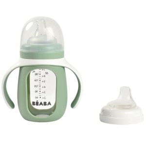 Beaba® Steklena steklenička za učenje pitja 210ml, Sage green