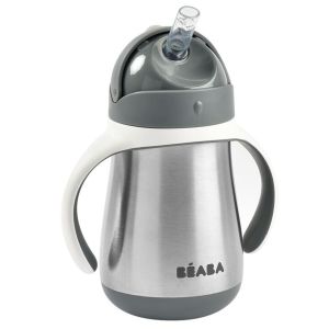 Beaba® Termo steklenička s slamico 250ml, Mineral grey