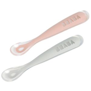 Beaba® Set 2 ergonomskih silikonskih žličk, grey/pink