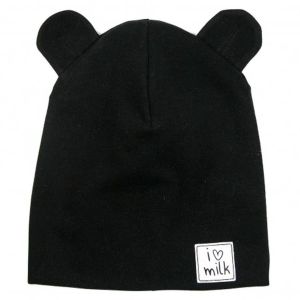 ILOVEMILK Otroška kapa beanie z ušeski, black