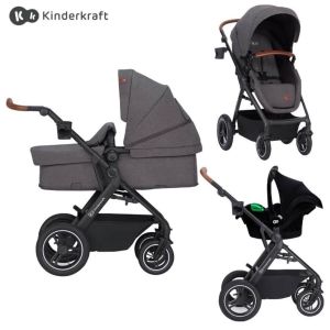 Kinderkraft® Otroški voziček 3v1 B-Tour™ + Mink™ Pro, Dark Grey