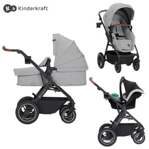 Kinderkraft® Otroški voziček 3v1 B-Tour™ + Mink™ Pro, Light Grey