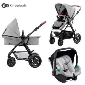 Kinderkraft® Otroški voziček 3v1 Moov™ Grey + Mink™ Pro