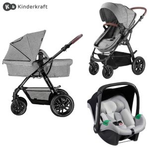 Kinderkraft® Otroški voziček 3v1 Moov™ Grey Melange + Mink™ Pro