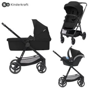 Kinderkraft® Otroški voziček 3v1 Newly™ Classic Black + Mink™ Pro