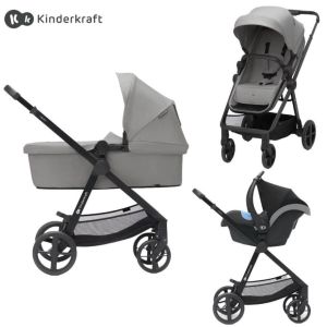 Kinderkraft® Otroški voziček 3v1 Newly™ Moonlight Grey + Mink™ Pro