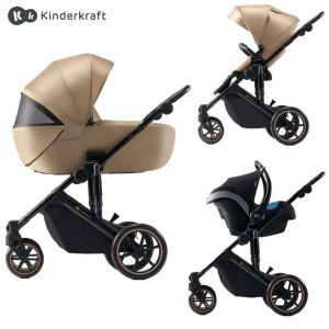 Kinderkraft® Select Otroški voziček 3v1 Prime™ 2, Sandrose Beige + Mink™ Pro Black