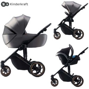 Kinderkraft® Select Otroški voziček 3v1 Prime™ 2, Shadow Grey + Mink™ Pro Grey