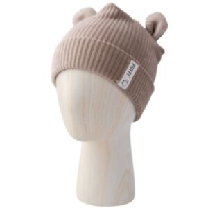 Puffi® Otroška kapa medo pliš ribbed, Taupe