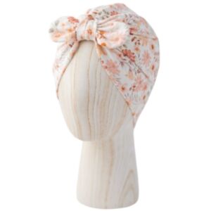 Puffi® Otroška kapa turban z mašno Bow, Apricot flower