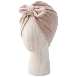 Puffi® Otroška kapa turban z mašno Bow pliš, Bež