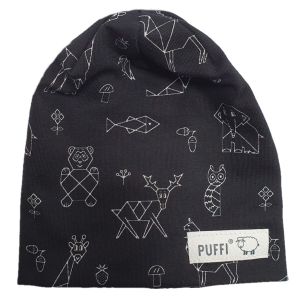 PUFFI® Otroška kapa beanie, črna živali