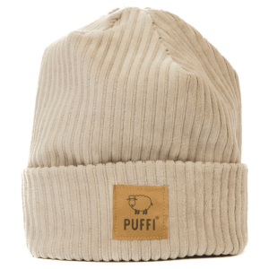 PUFFI® Otroška zimska kapa rebrasta pliš beanie, bež