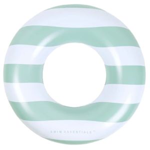 Swim Essentials Napihljiv plavalni obroč, Green White Stripes 90cm